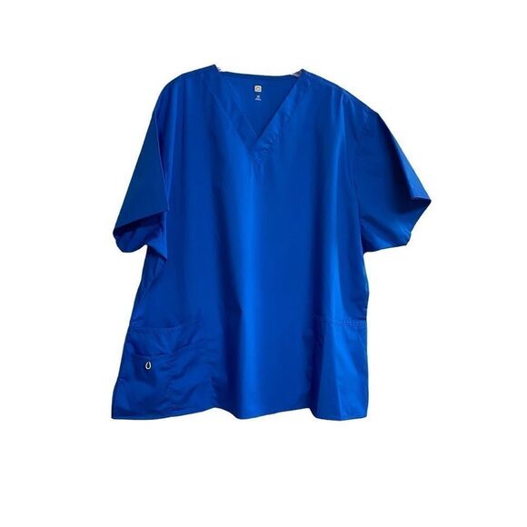 WONDER WINK Men’s Scrubs Top Blue Size 4X New With Tags - Picture 1 of 11